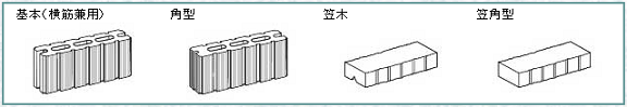 組積工事(ラインブロック)の形状一覧